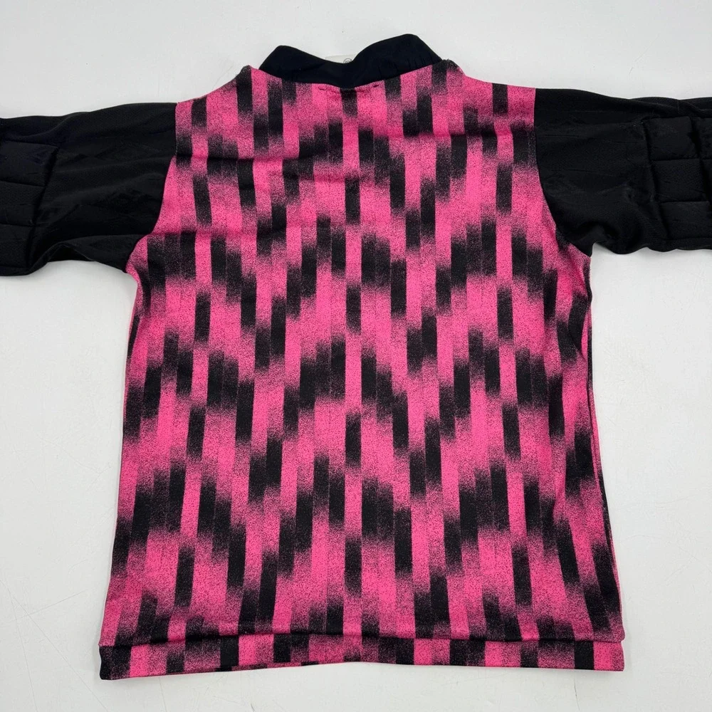DTI‎ Soccer Jersey Kids AM Pink Black Geometric Long Sleeve V Neck Made USA